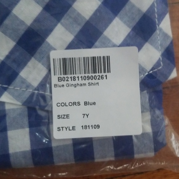 Short sleeve button up,  blue gingham - Picture 3 of 3